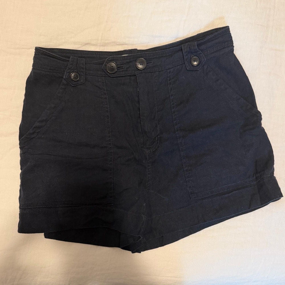 Anthropologie Navy Button-Accent Casual Shorts